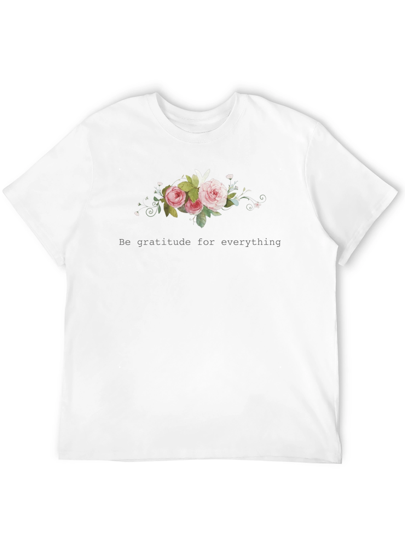 Gratitude Floral Black T-Shirt