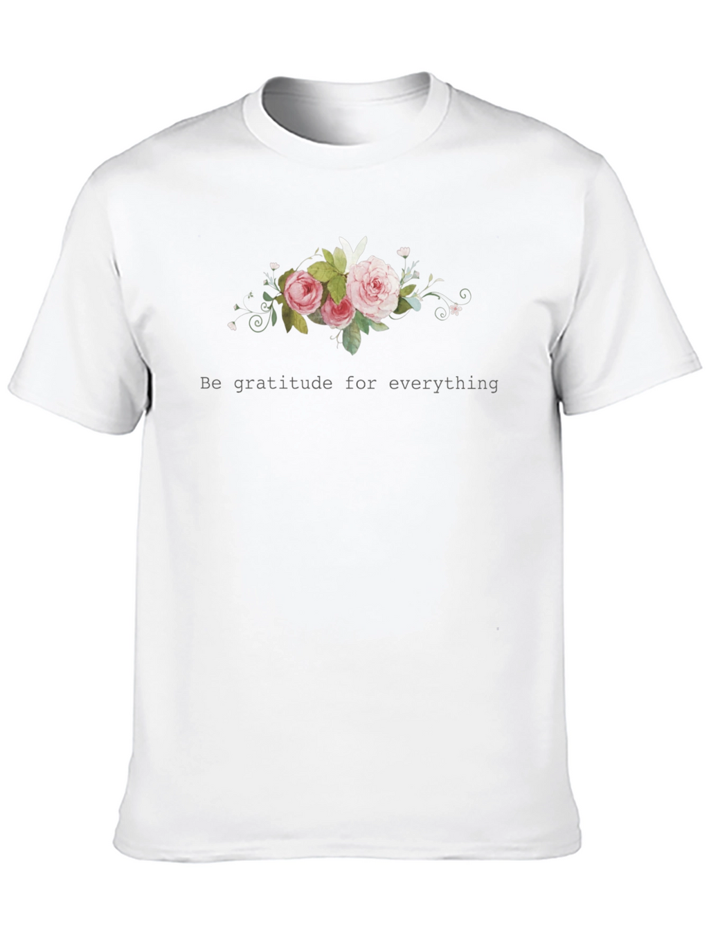 Gratitude Floral Black T-Shirt