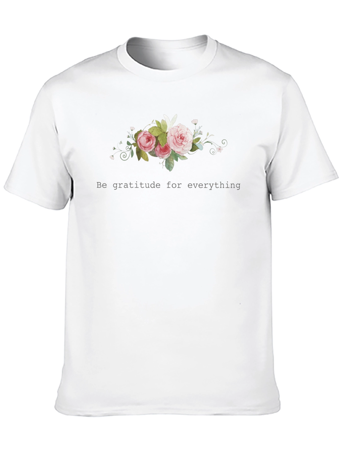 Gratitude Floral Black T-Shirt