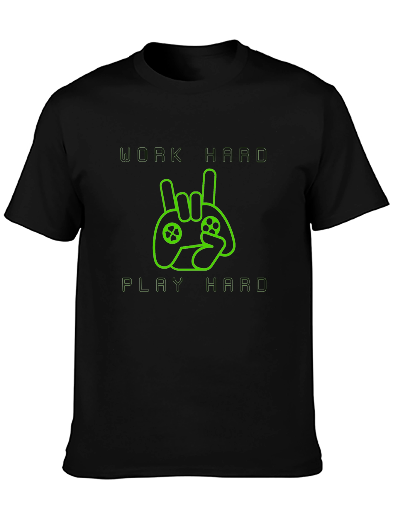 Work Hard Play Hard Gamer T-Shirt - Black