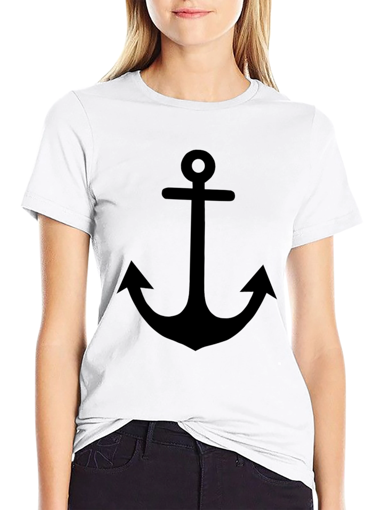 Mens Black Anchor Graphic Tee - Nautical Style