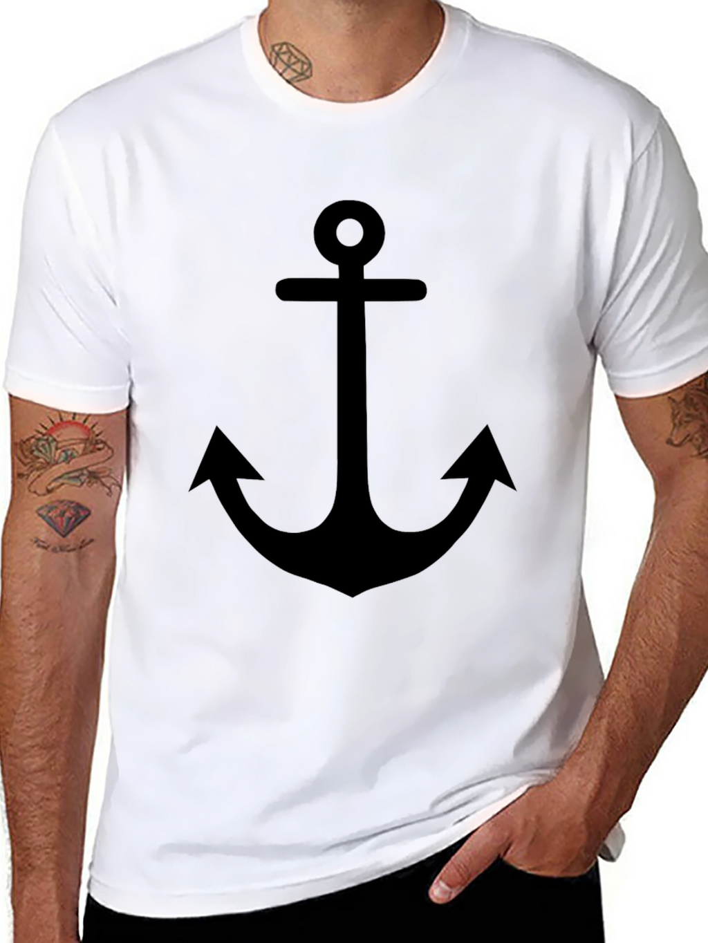 Mens Black Anchor Graphic Tee - Nautical Style