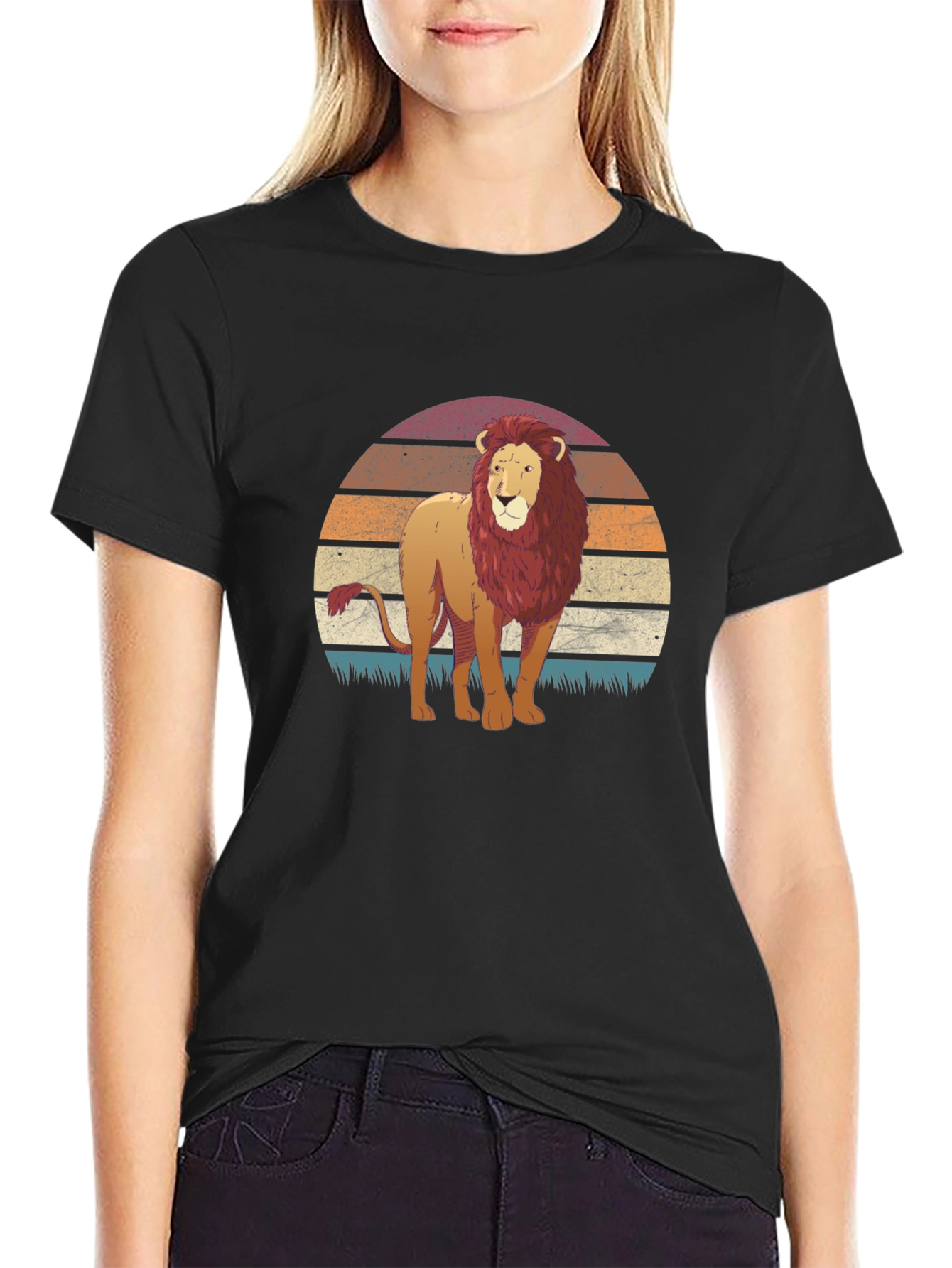 Lion Sunset Graphic T-Shirt