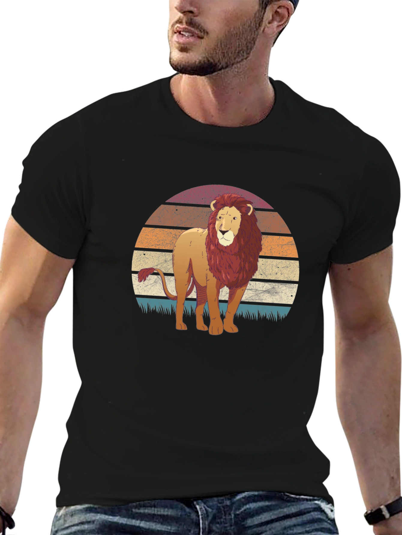 Lion Sunset Graphic T-Shirt