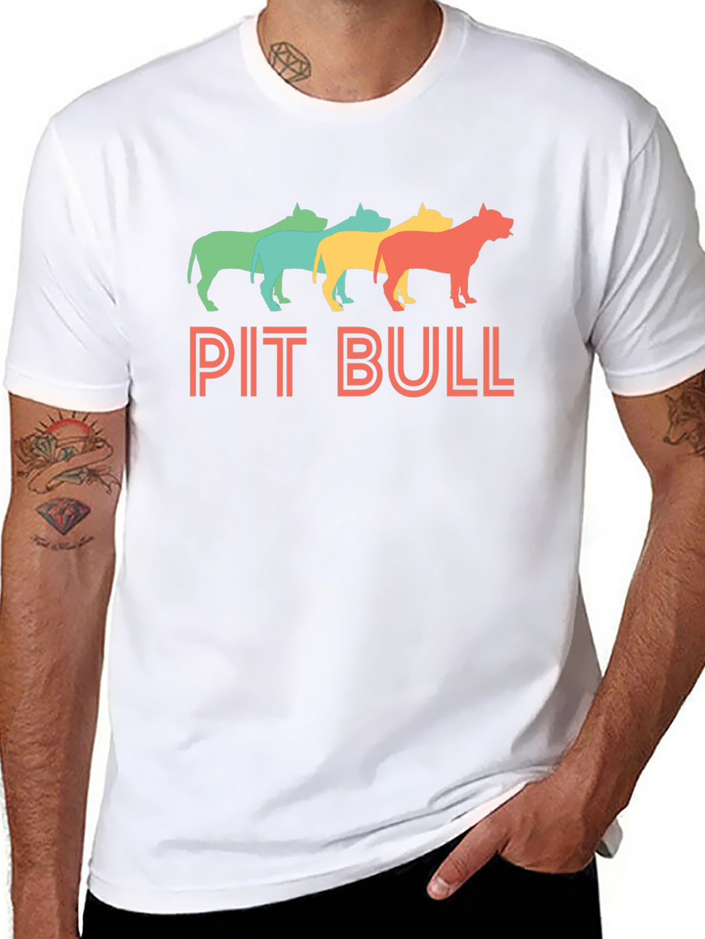 Retro Pit Bull Graphic Tee - Black Cotton T-Shirt