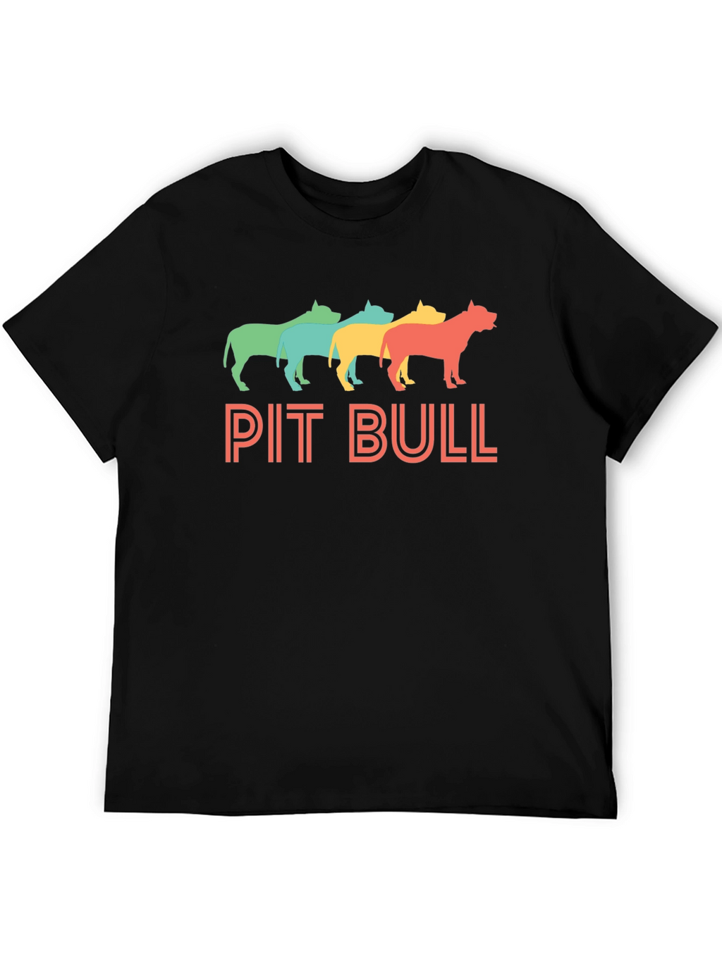 Retro Pit Bull Graphic Tee - Black Cotton T-Shirt