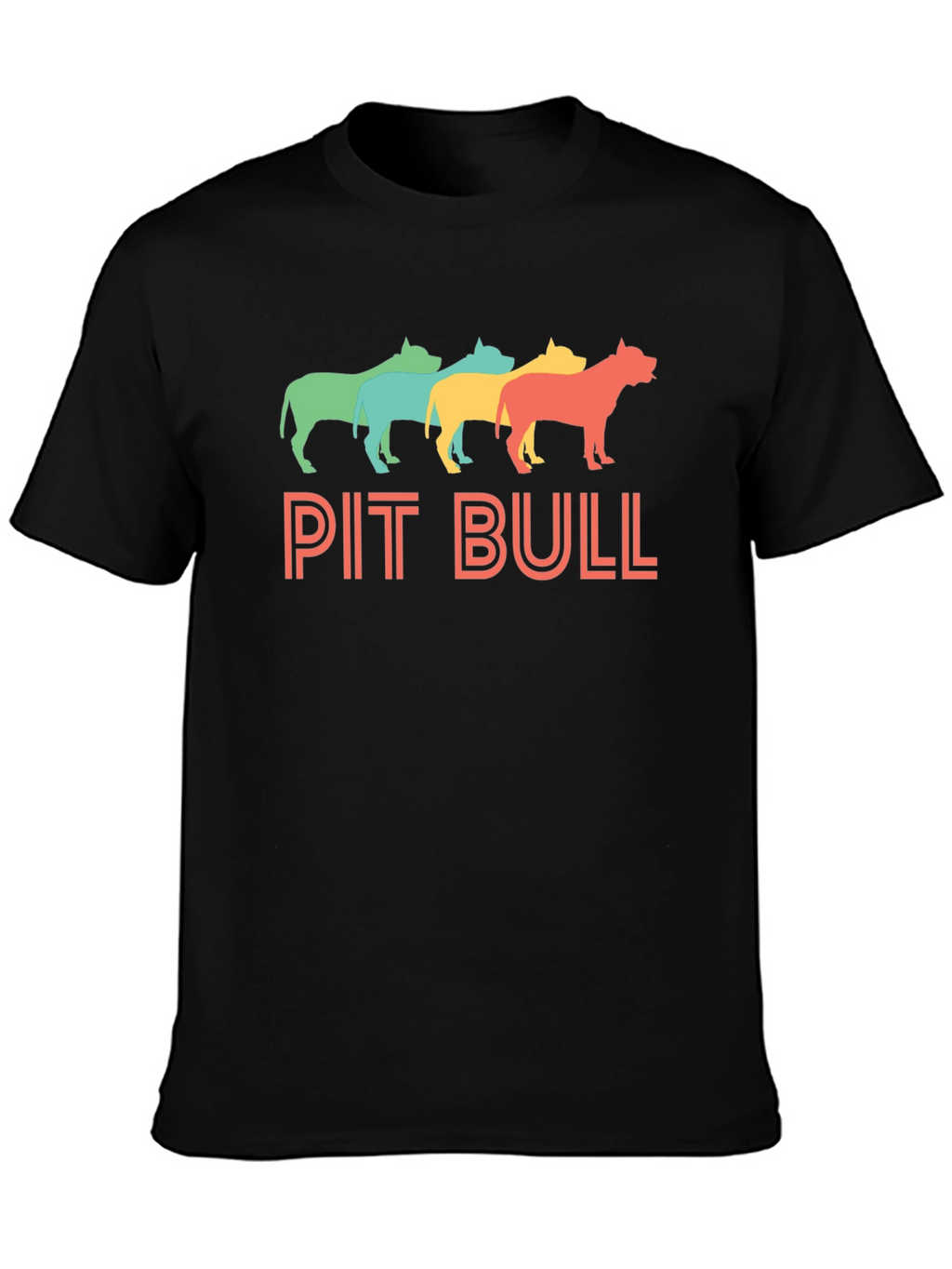 Retro Pit Bull Graphic Tee - Black Cotton T-Shirt