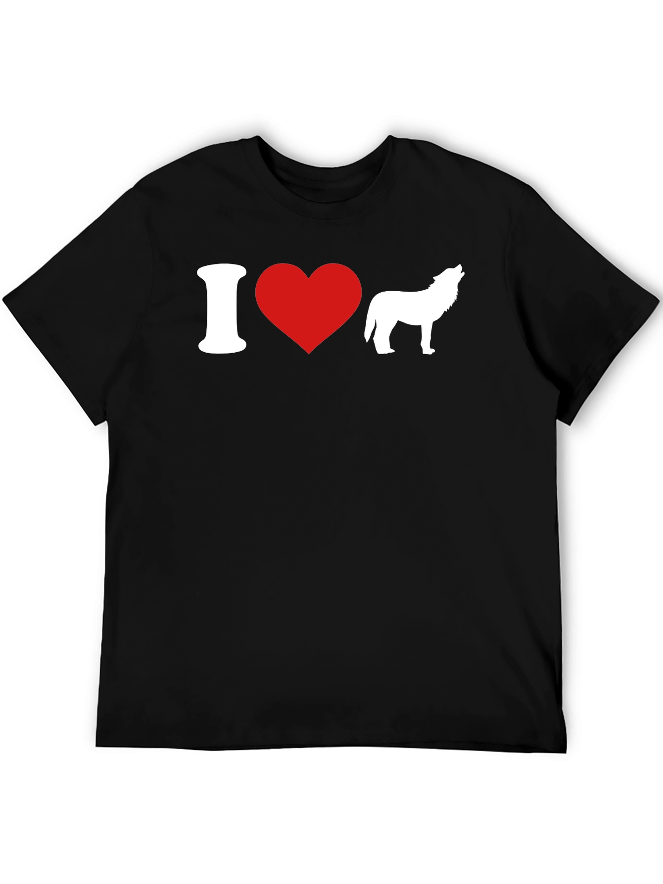 I Heart Wolves Graphic T-Shirt - Black
