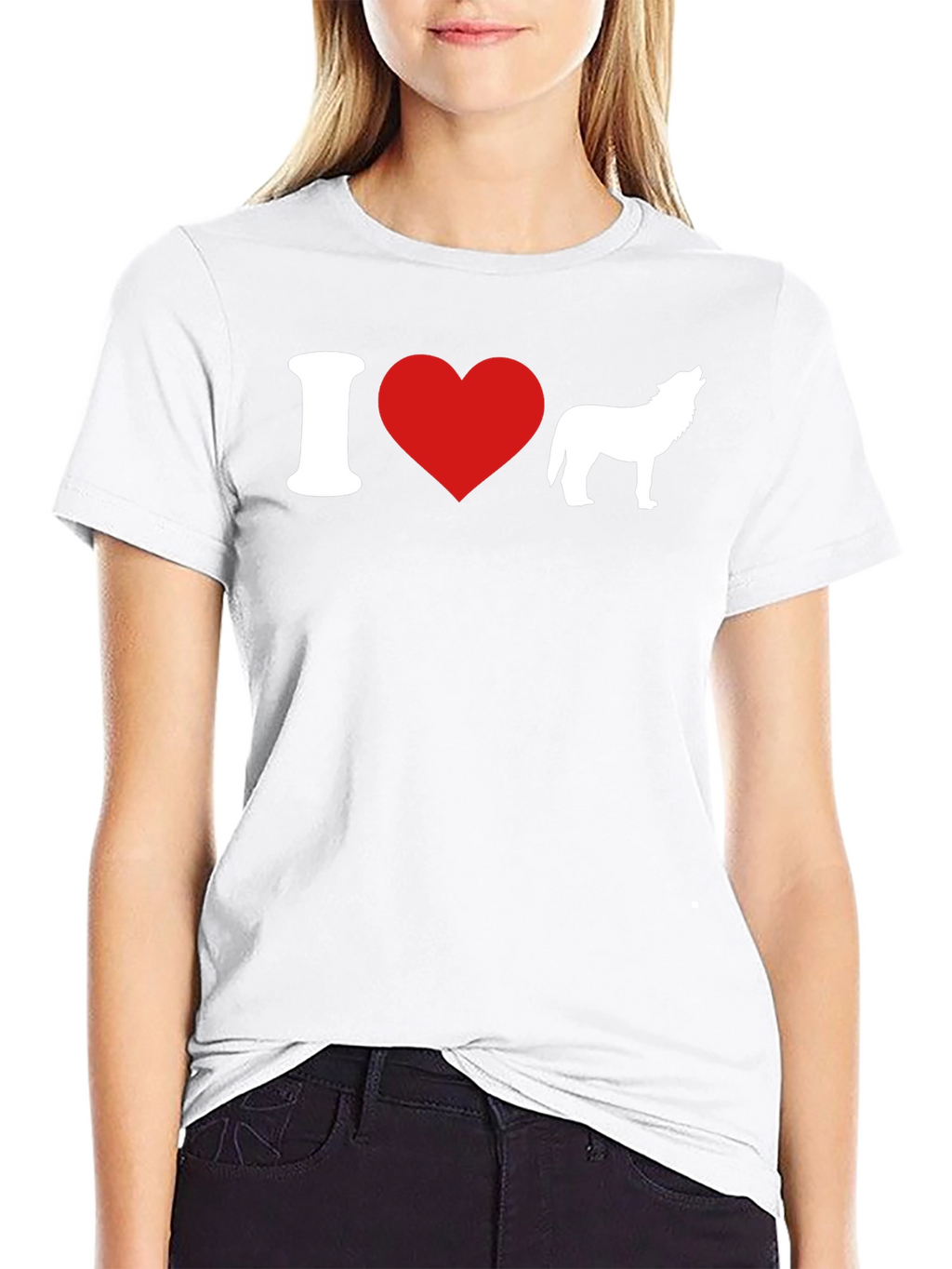 I Heart Wolves Graphic T-Shirt - Black