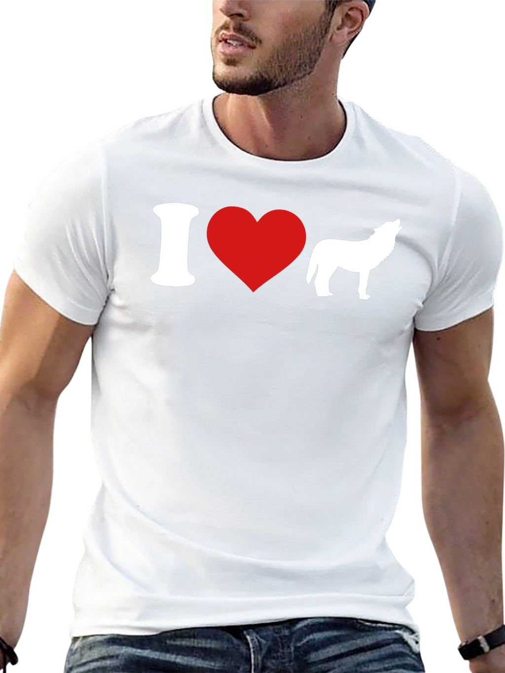 I Heart Wolves Graphic T-Shirt - Black