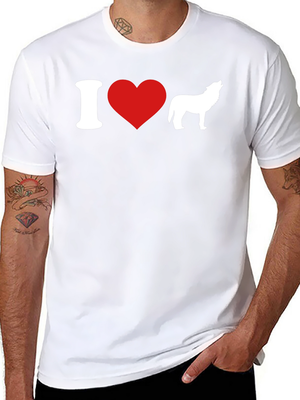 I Heart Wolves Graphic T-Shirt - Black