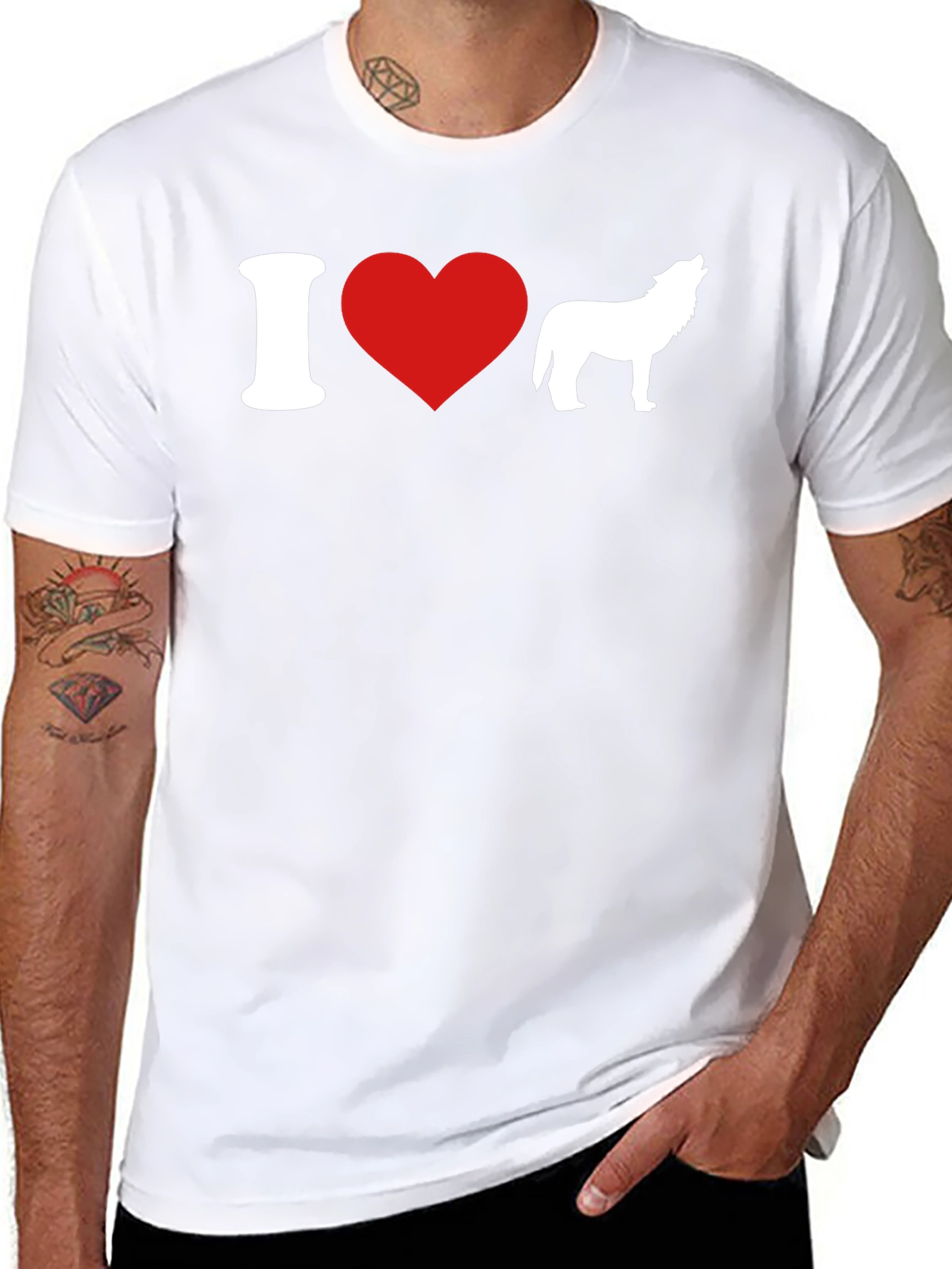 I Heart Wolves Graphic T-Shirt - Black
