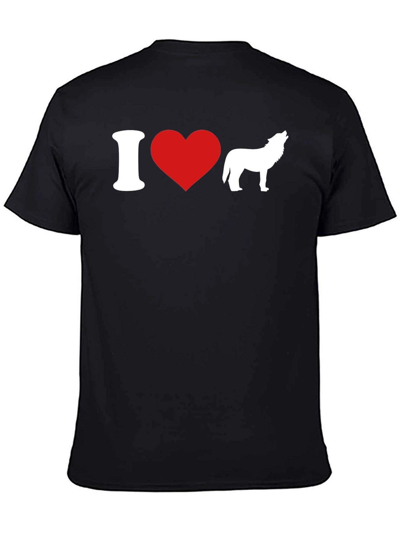 I Heart Wolves Graphic T-Shirt - Black