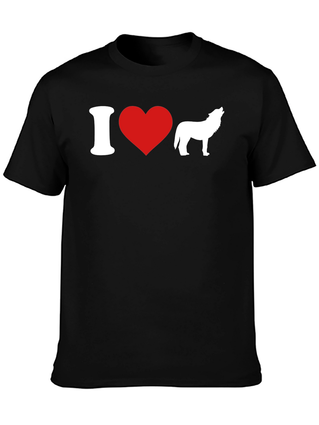 I Heart Wolves Graphic T-Shirt - Black