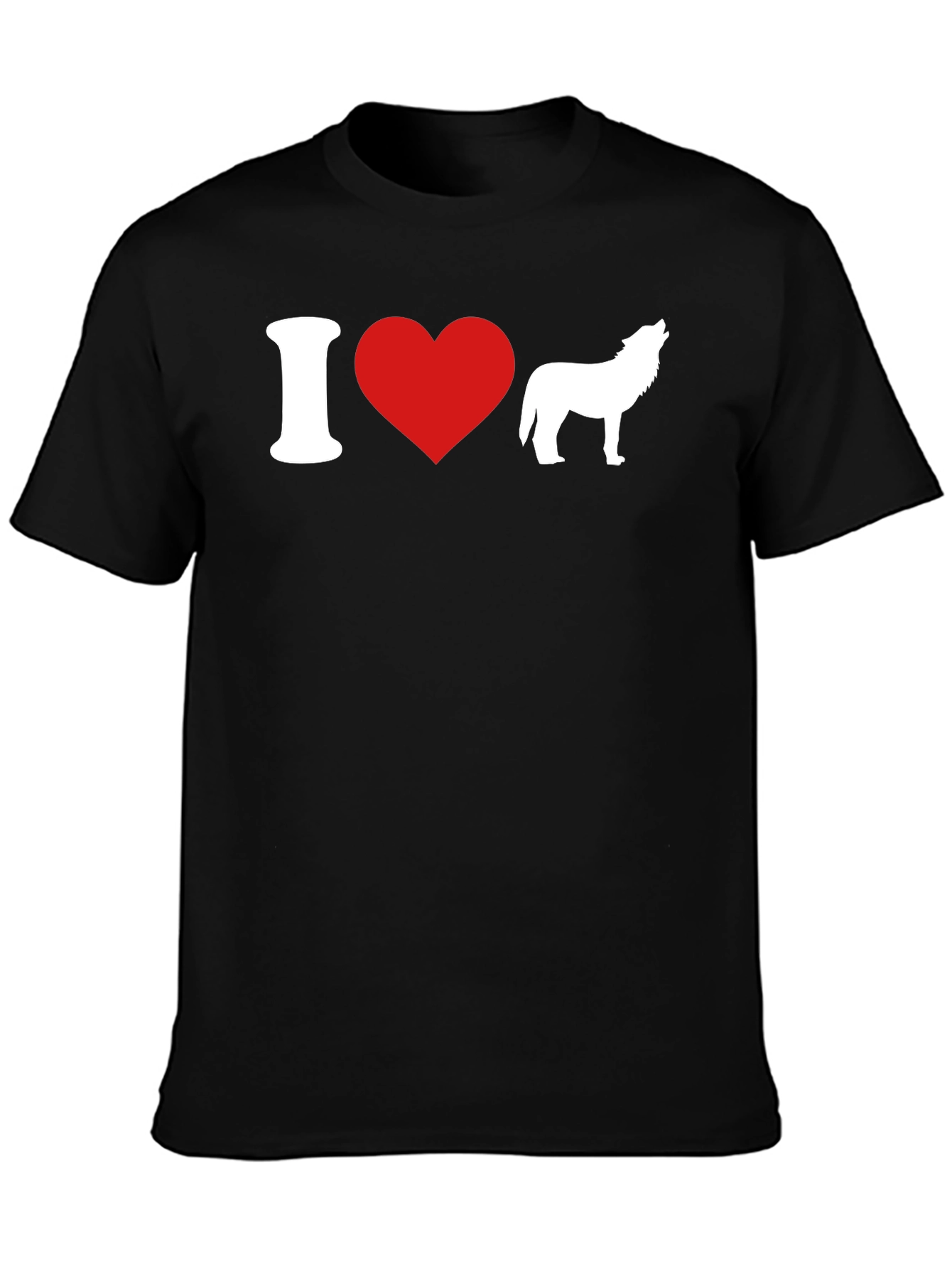I Heart Wolves Graphic T-Shirt - Black