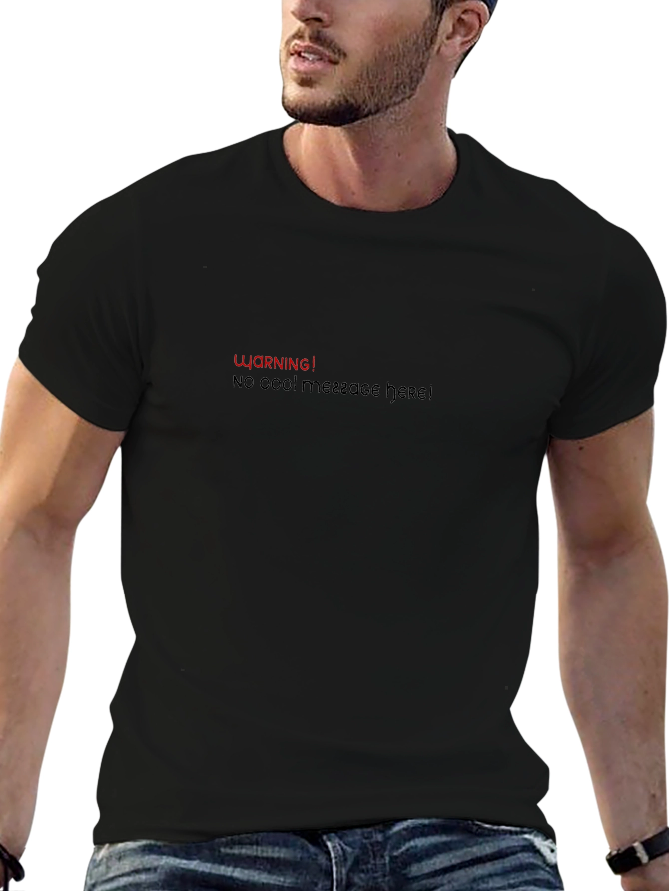 Warning No Cool Message Tee - Mens Black T-Shirt