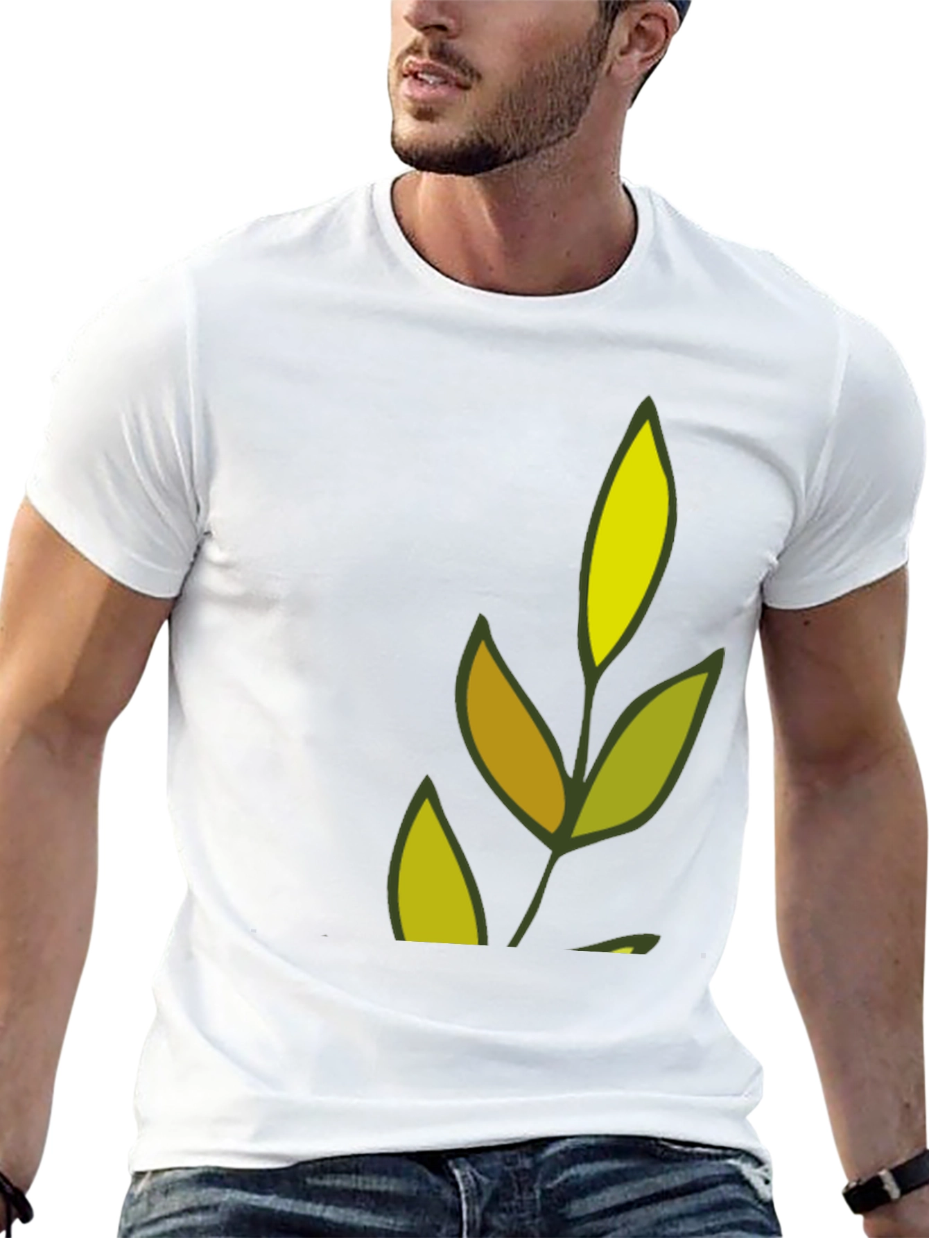 Nature Leaf Graphic Black T-Shirt
