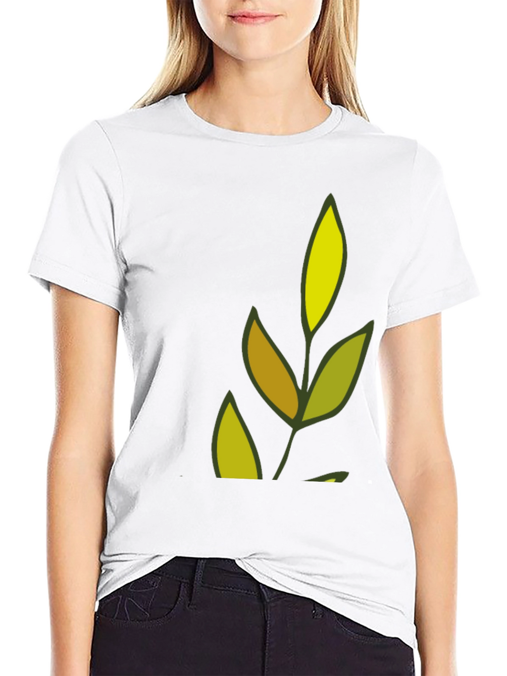 Nature Leaf Graphic Black T-Shirt