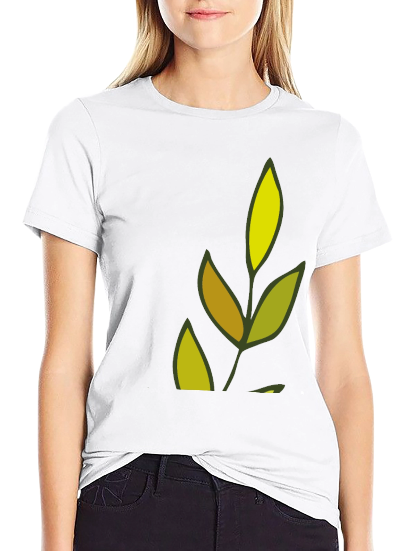 Nature Leaf Graphic Black T-Shirt