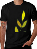 Nature Leaf Graphic Black T-Shirt