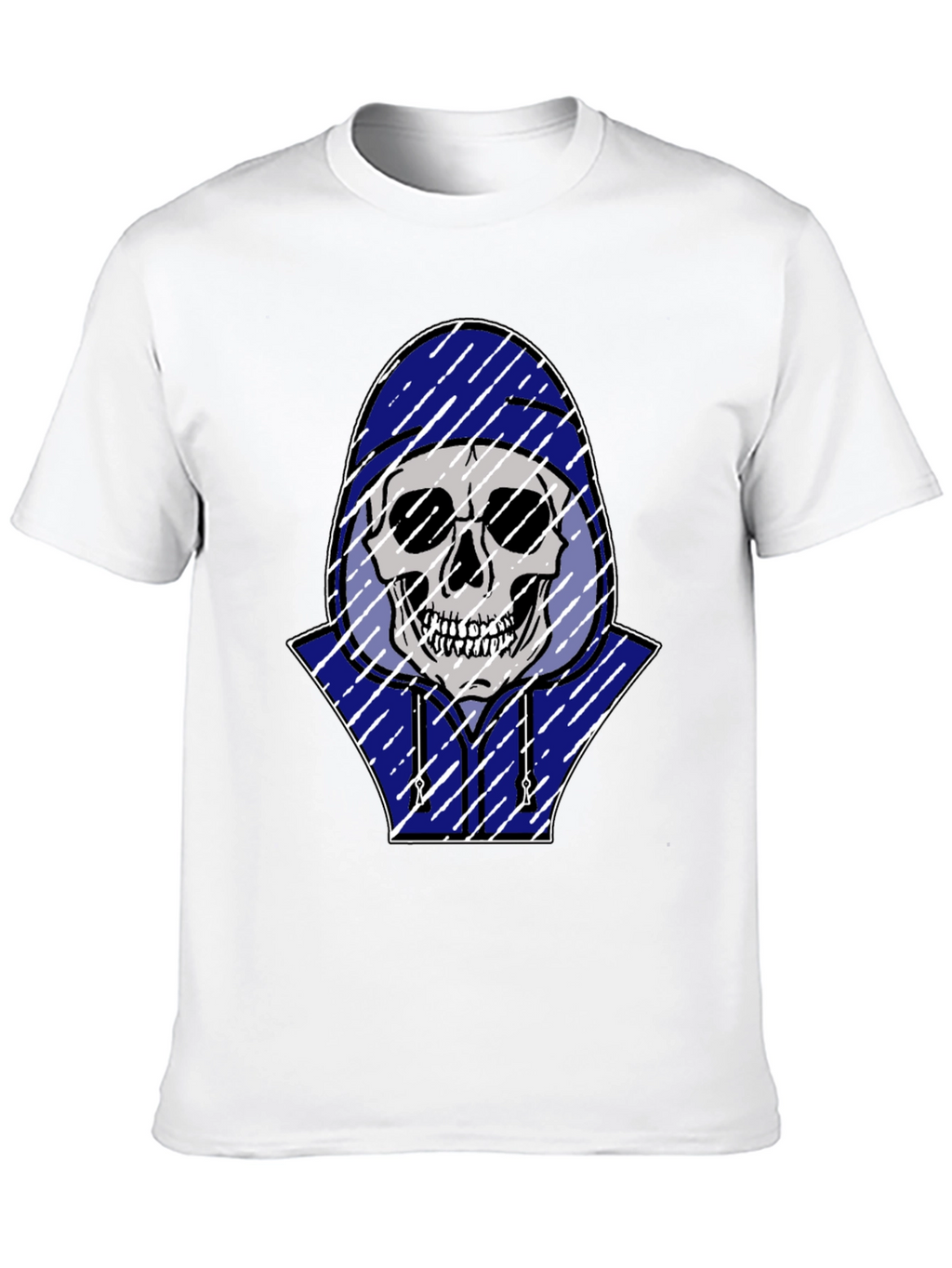 Skull in Hoodie Graphic T-Shirt