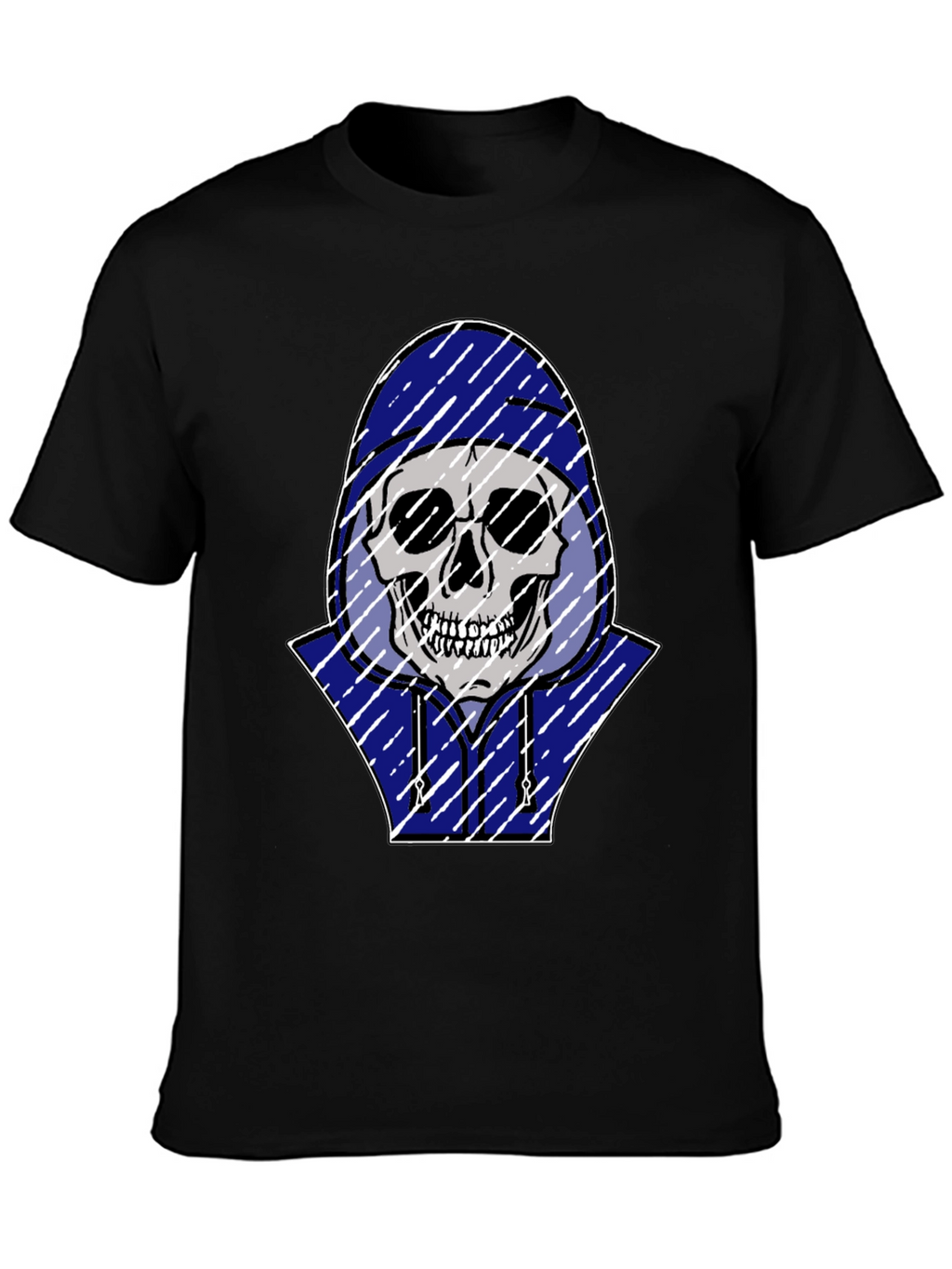 Skull in Hoodie Graphic T-Shirt