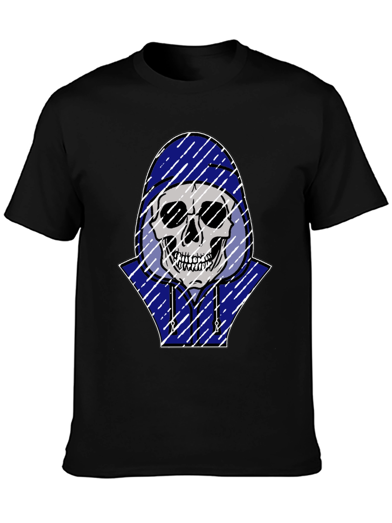 Skull in Hoodie Graphic T-Shirt