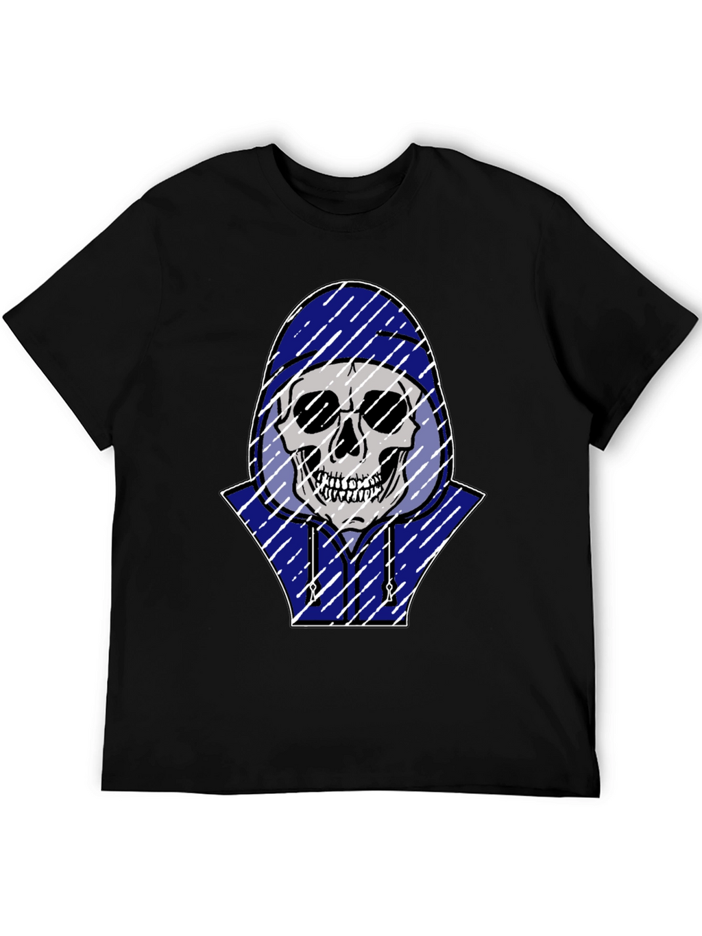 Skull in Hoodie Graphic T-Shirt