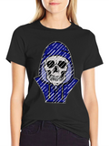 Skull in Hoodie Graphic T-Shirt