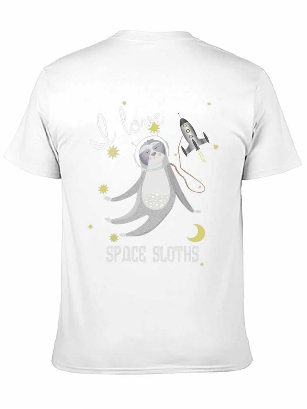 I Love Space Sloths Black T-Shirt