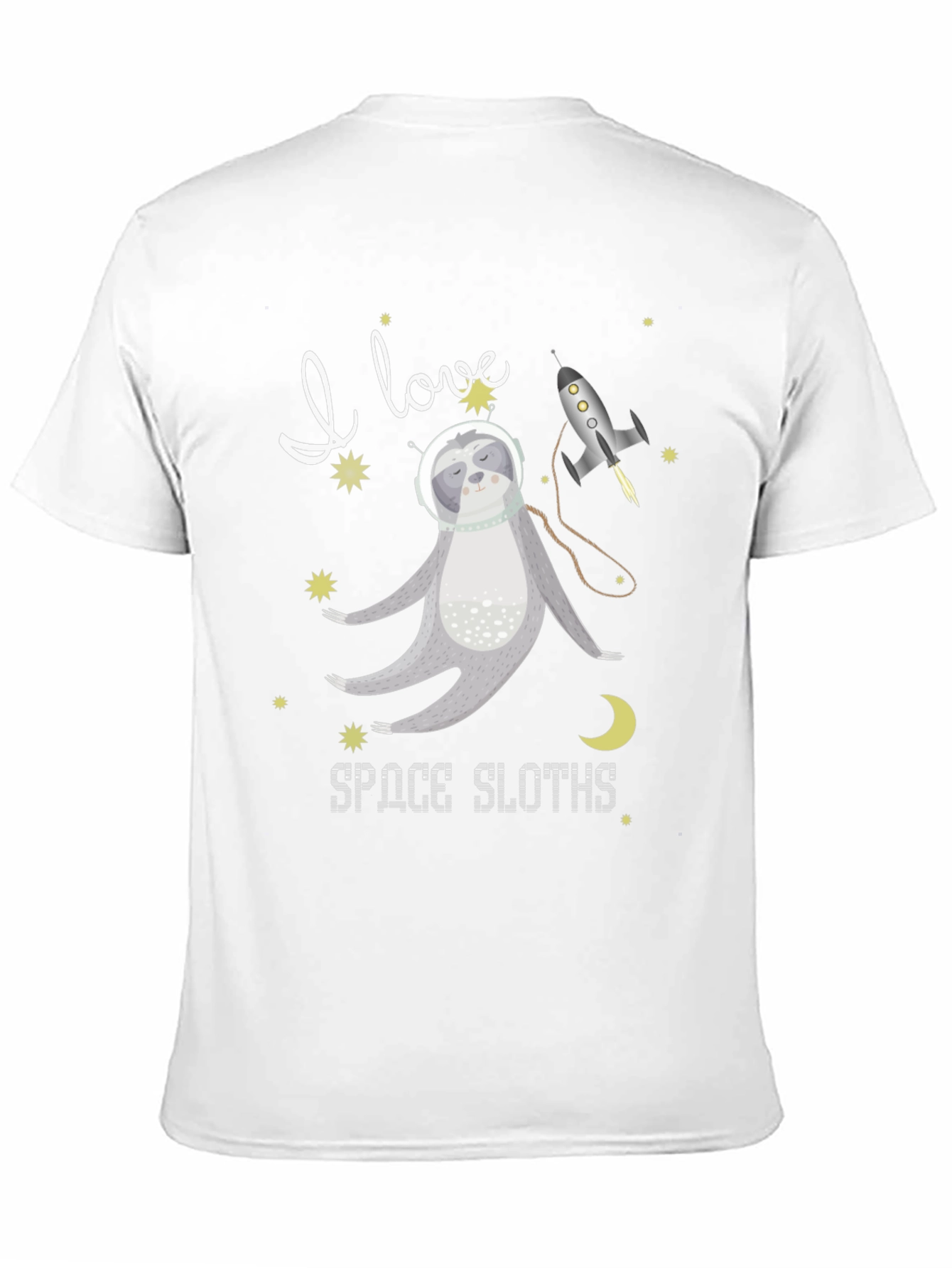 I Love Space Sloths Black T-Shirt