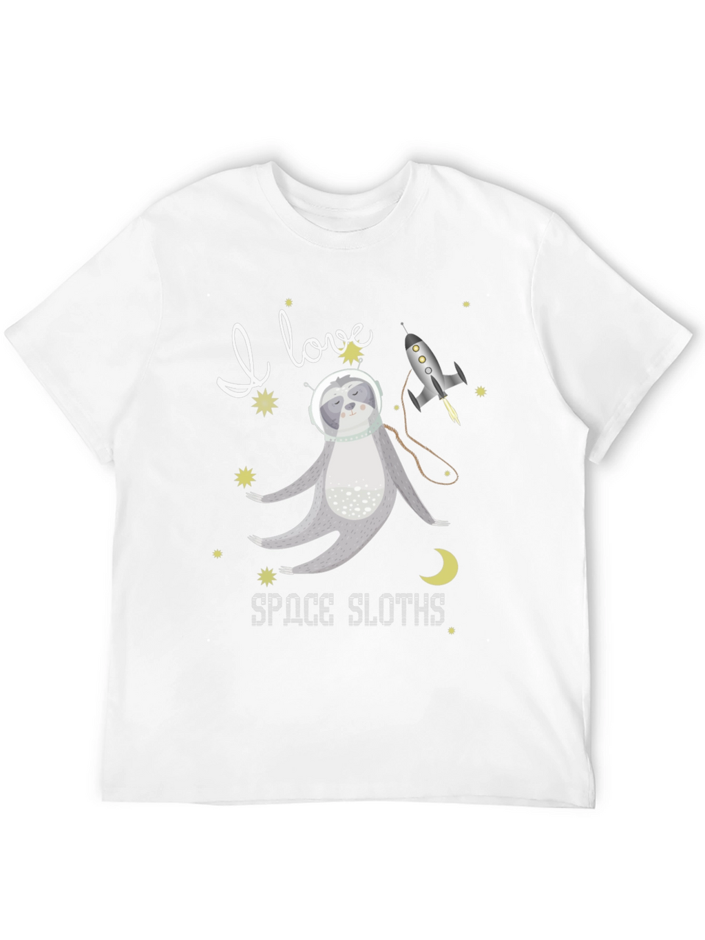 I Love Space Sloths Black T-Shirt