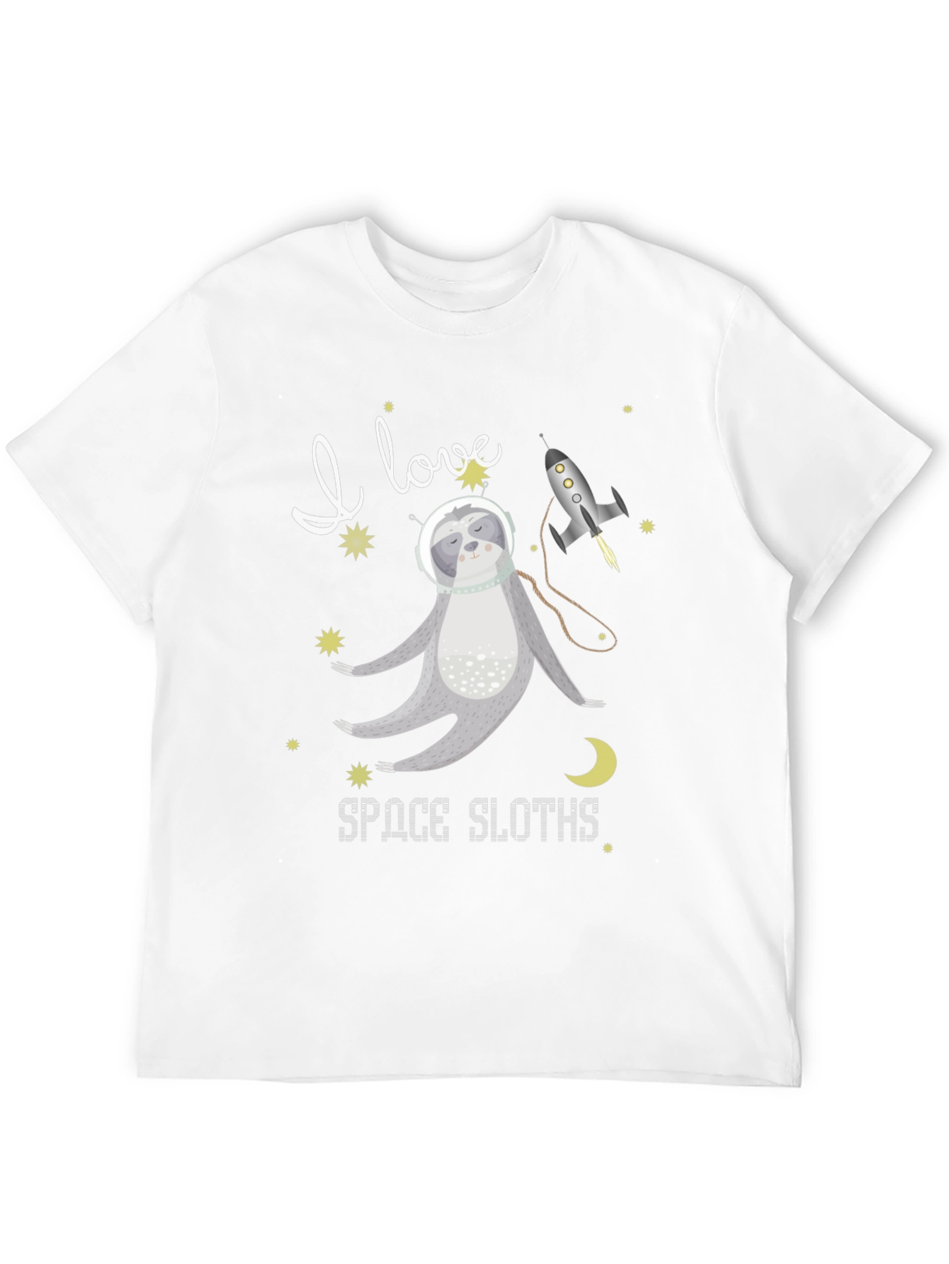 I Love Space Sloths Black T-Shirt