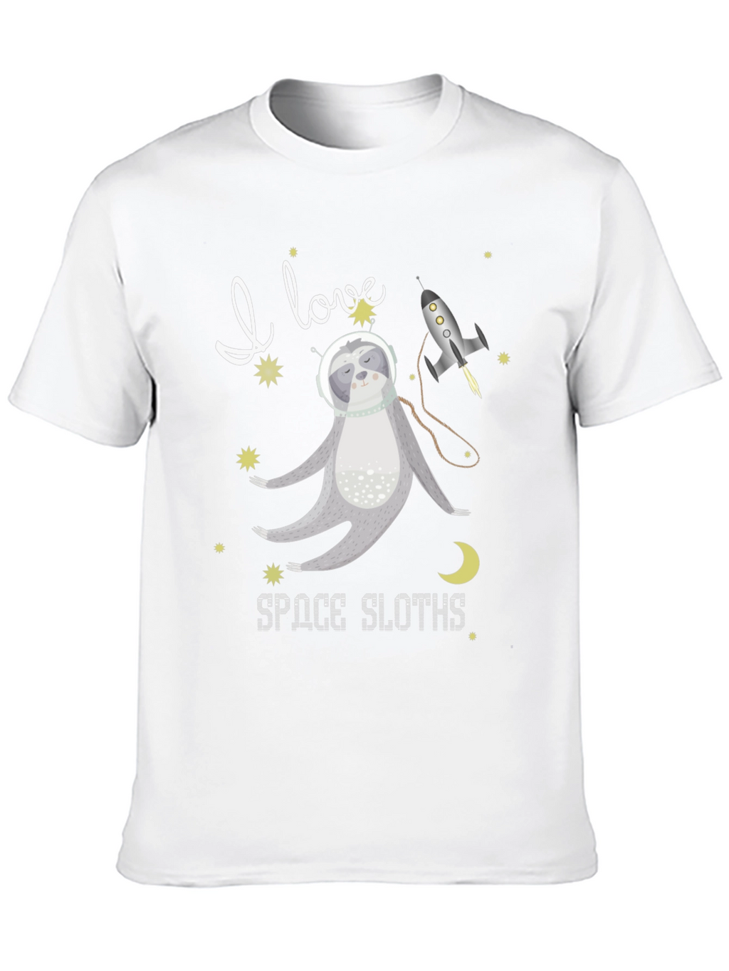I Love Space Sloths Black T-Shirt