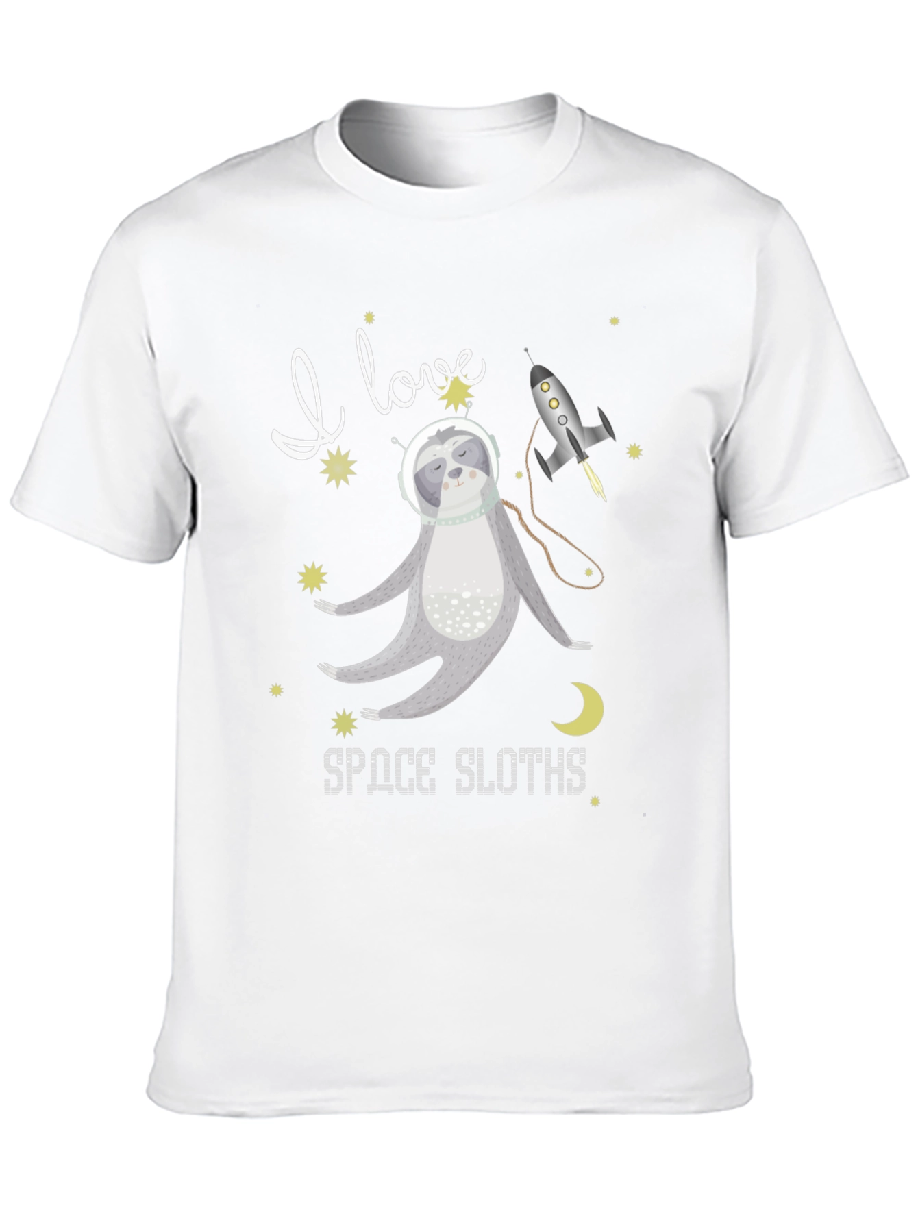 I Love Space Sloths Black T-Shirt