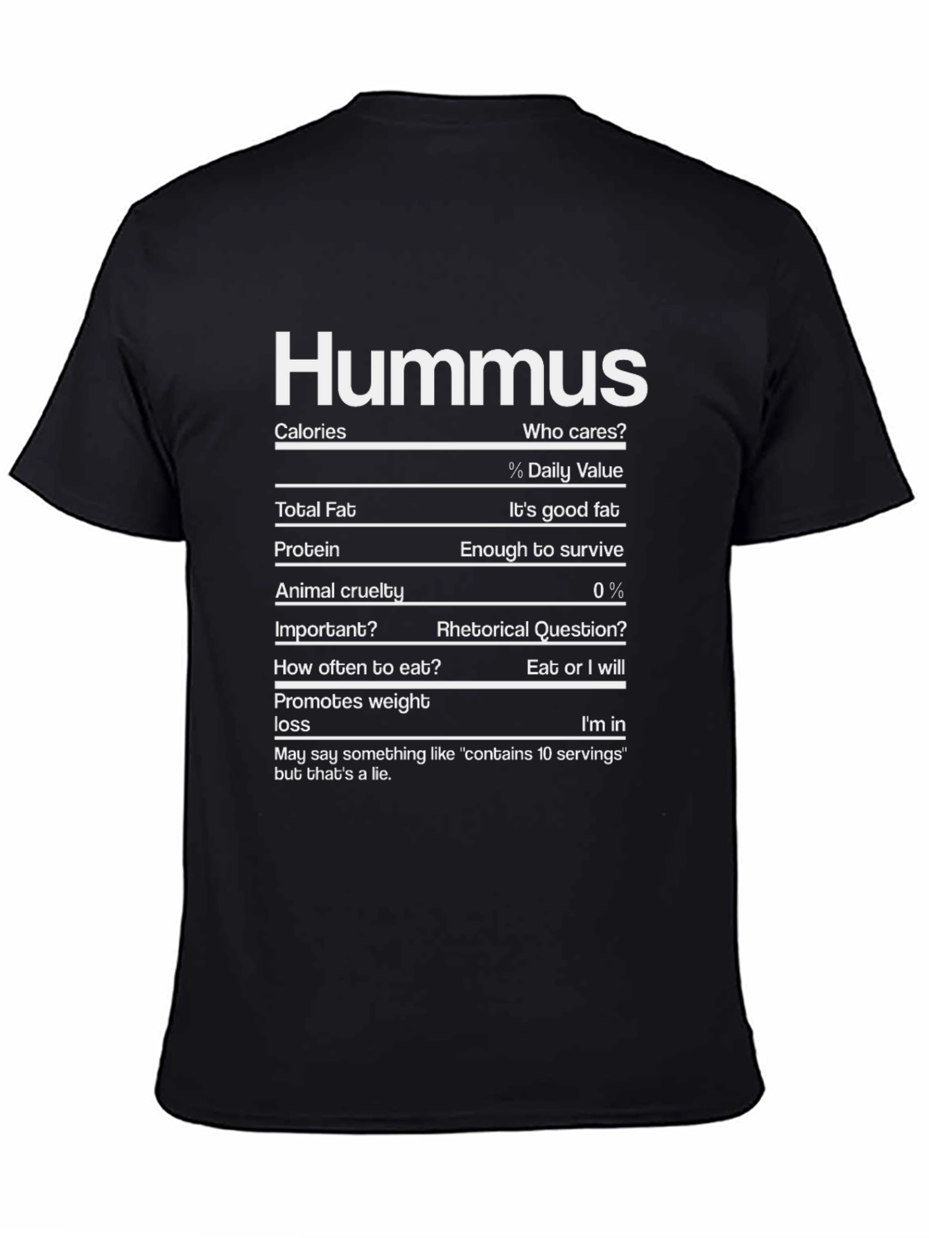 Hummus Nutrition Facts T-Shirt - Funny Foodie Tee