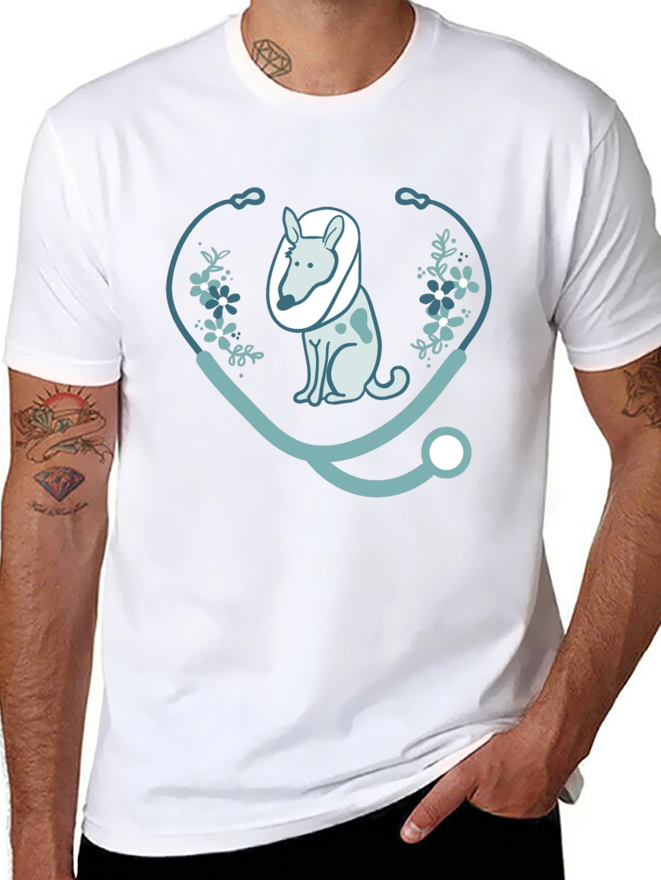 Vet Dog Stethoscope Graphic T-Shirt