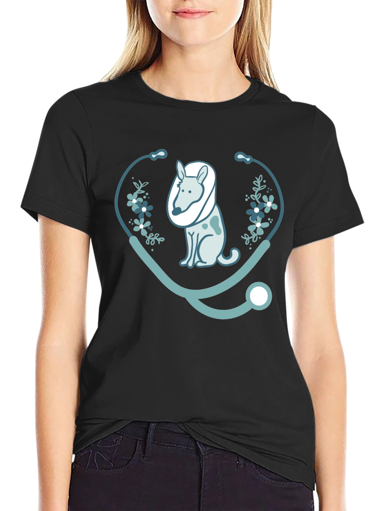 Vet Dog Stethoscope Graphic T-Shirt