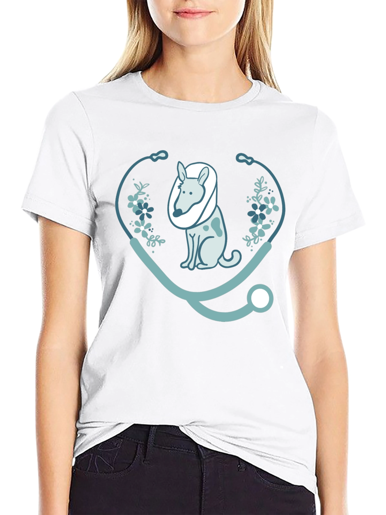 Vet Dog Stethoscope Graphic T-Shirt