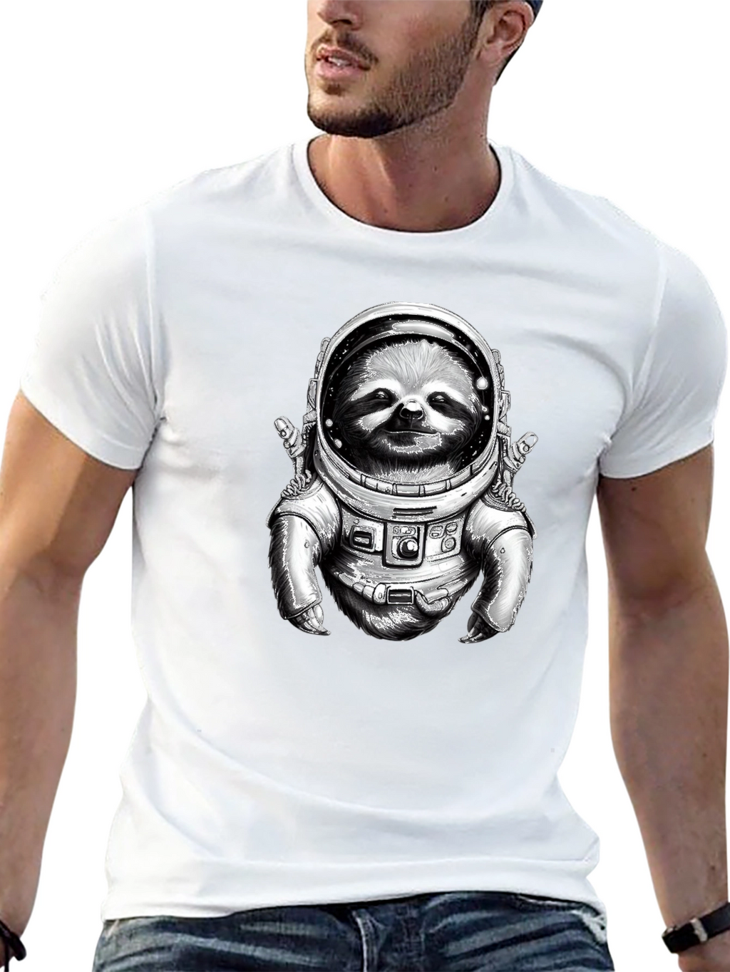 Sloth Astronaut Graphic T-Shirt - Space Explorer Tee