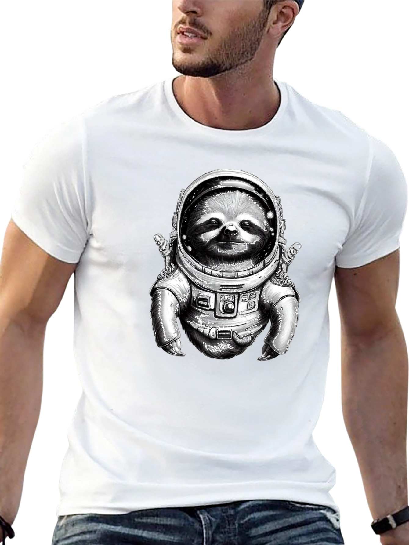 Sloth Astronaut Graphic T-Shirt - Space Explorer Tee