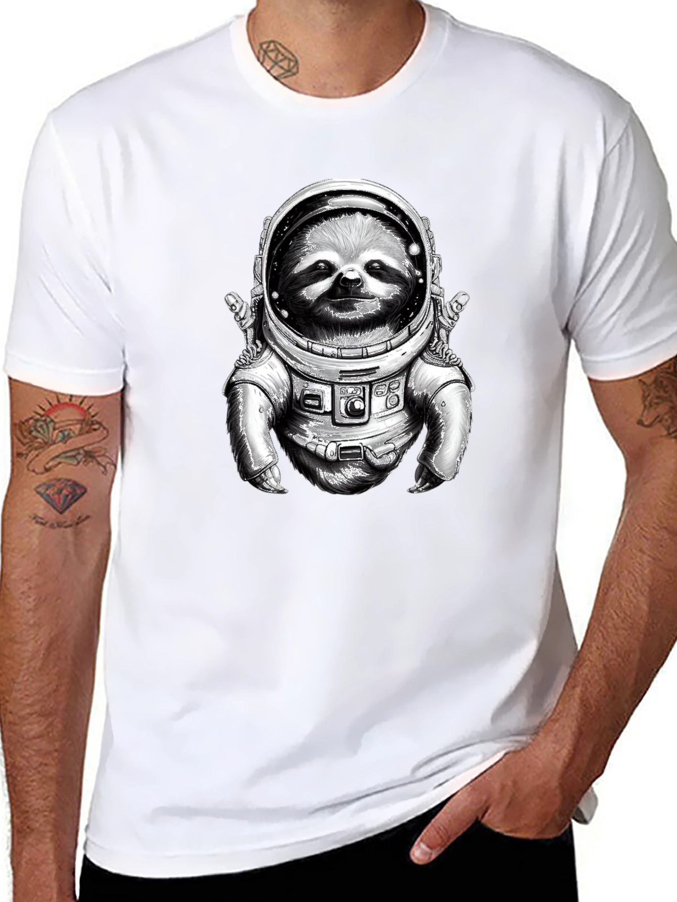 Sloth Astronaut Graphic T-Shirt - Space Explorer Tee