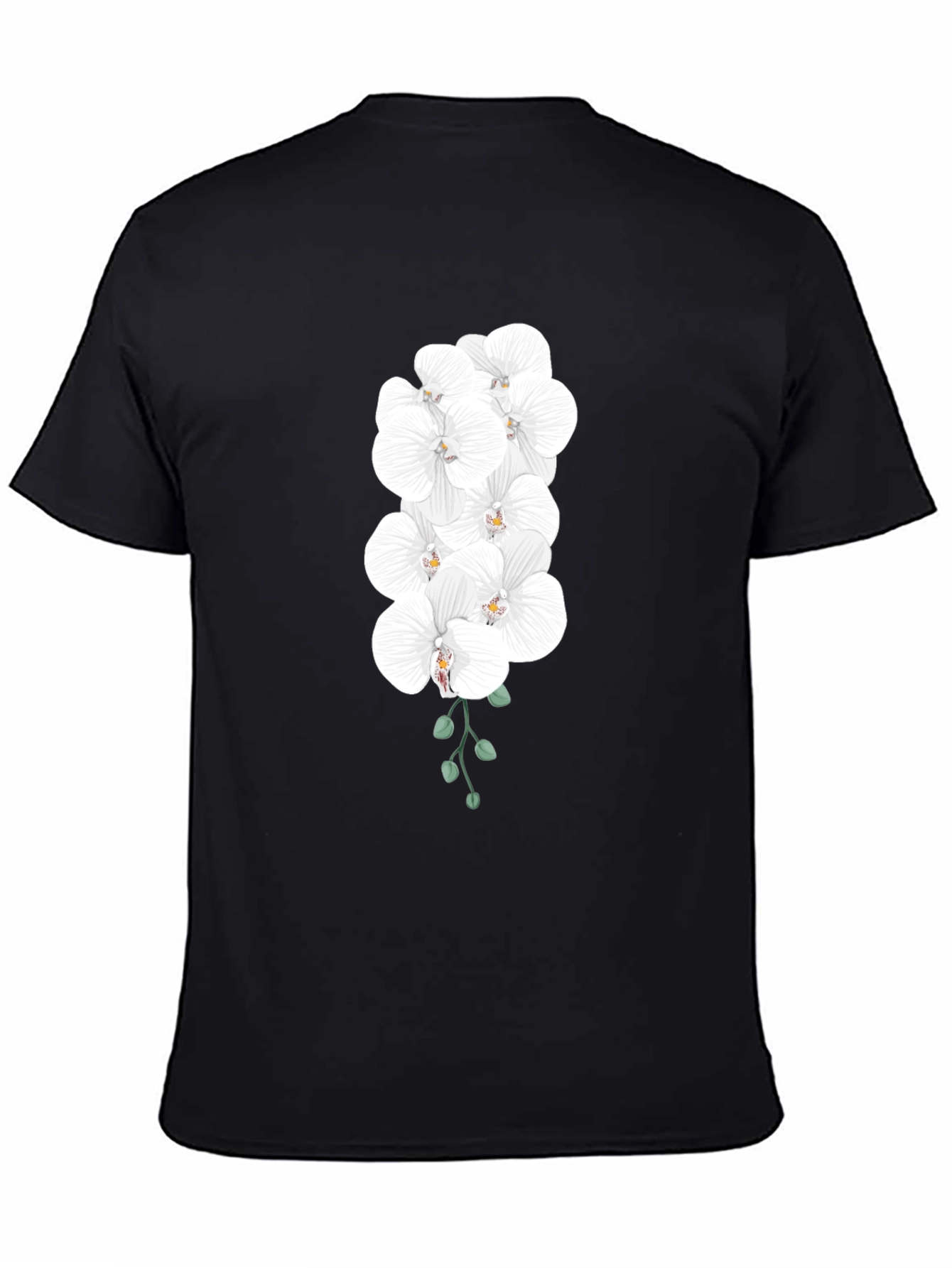 Elegant Orchid T-Shirt - Black Cotton Blend