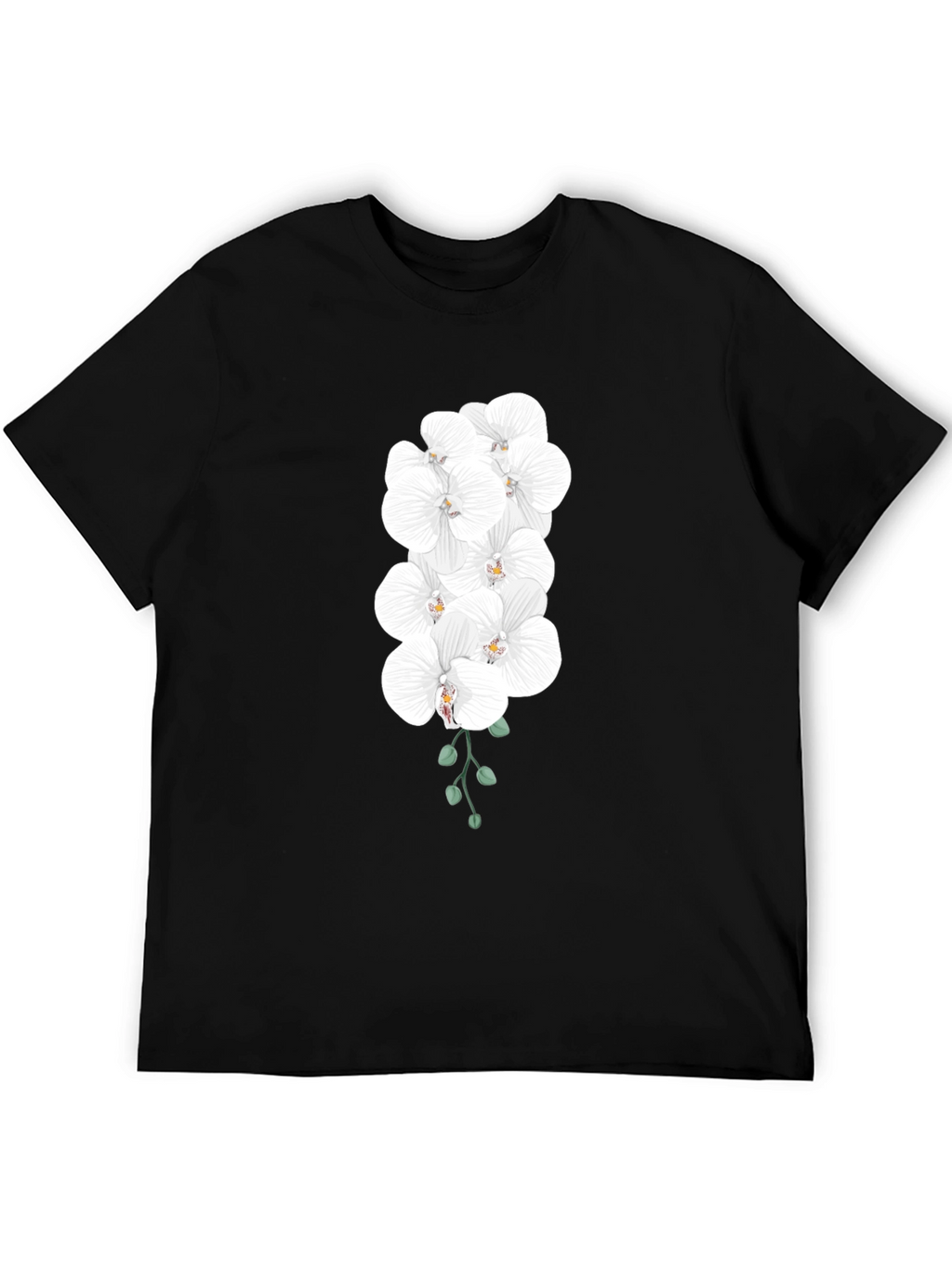 Elegant Orchid T-Shirt - Black Cotton Blend