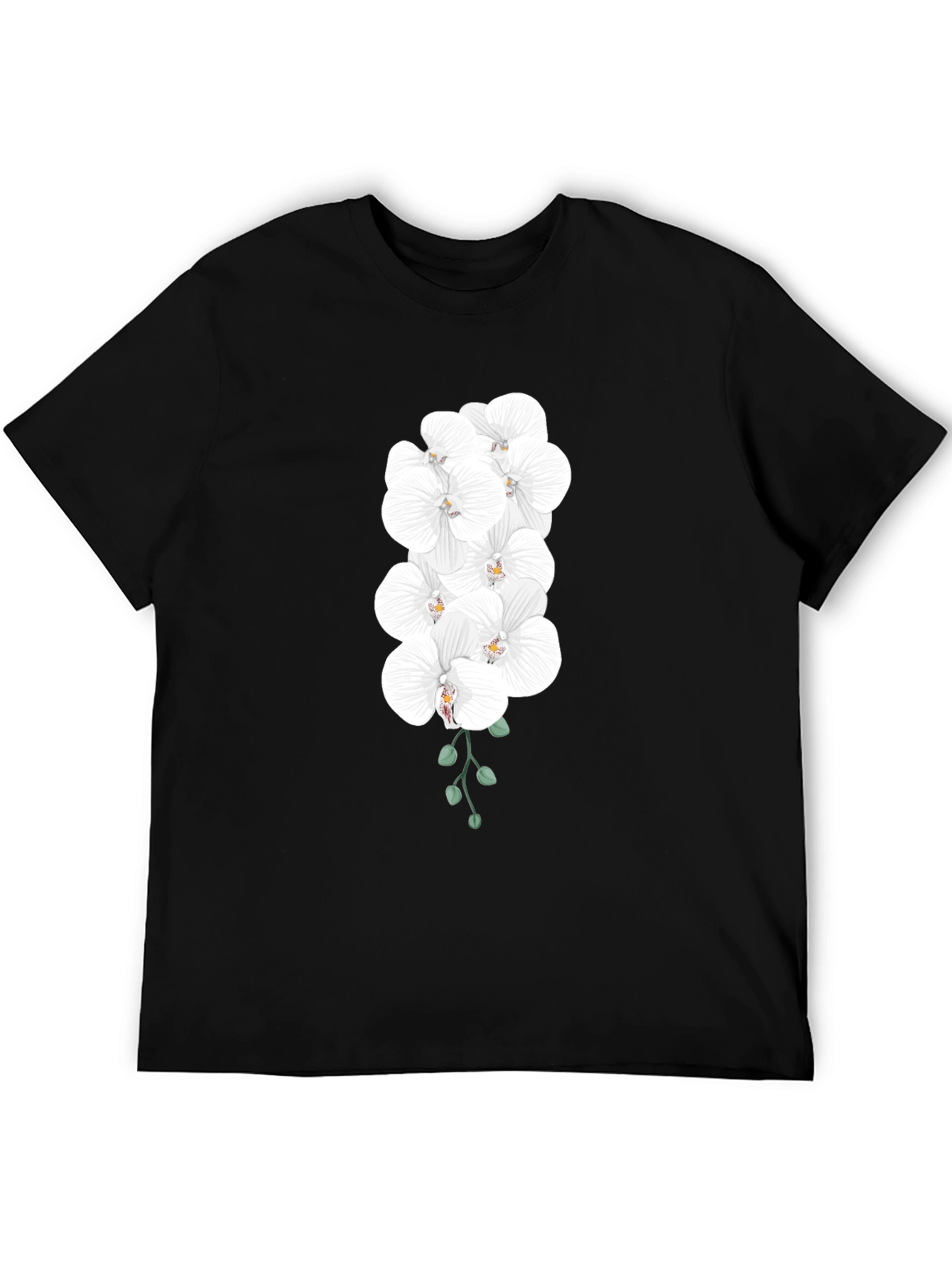 Elegant Orchid T-Shirt - Black Cotton Blend