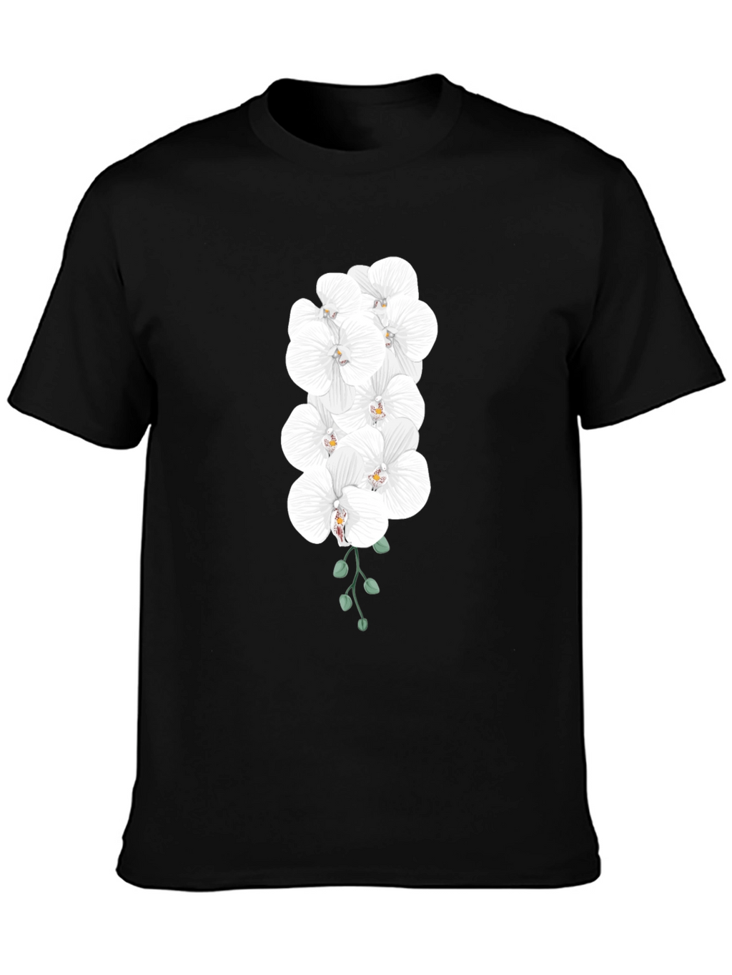 Elegant Orchid T-Shirt - Black Cotton Blend