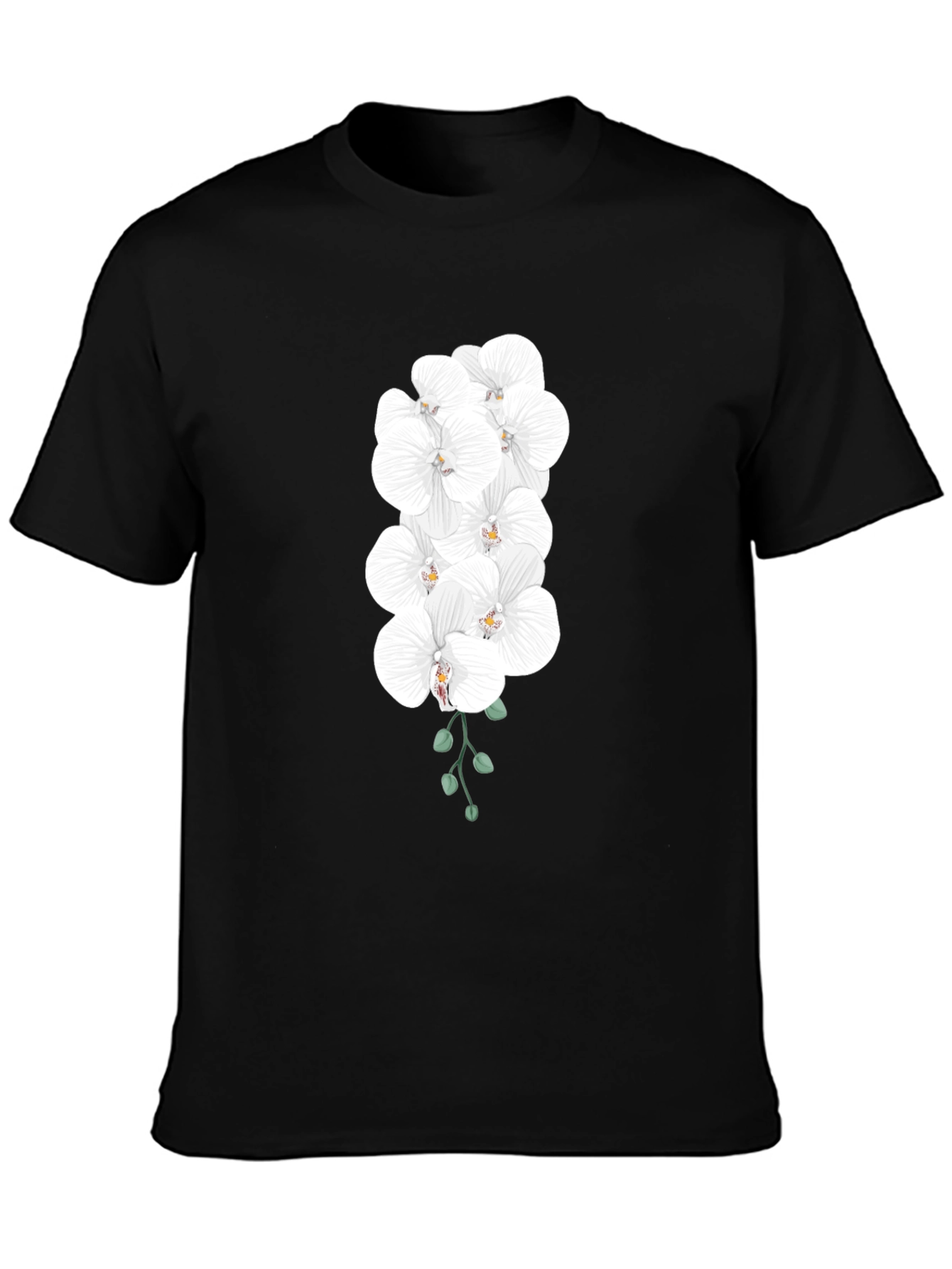 Elegant Orchid T-Shirt - Black Cotton Blend