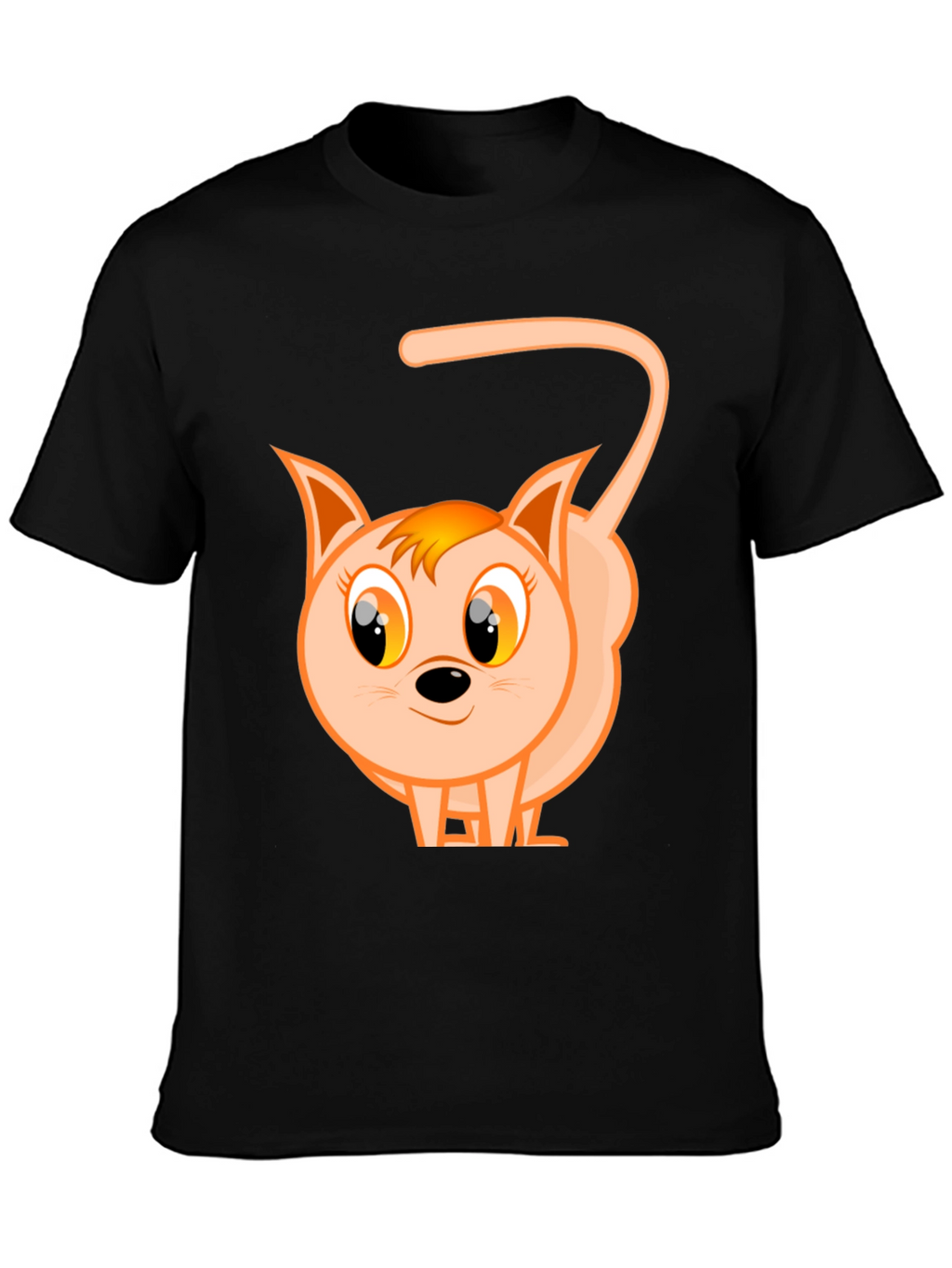 Cute Cartoon Cat Black T-Shirt