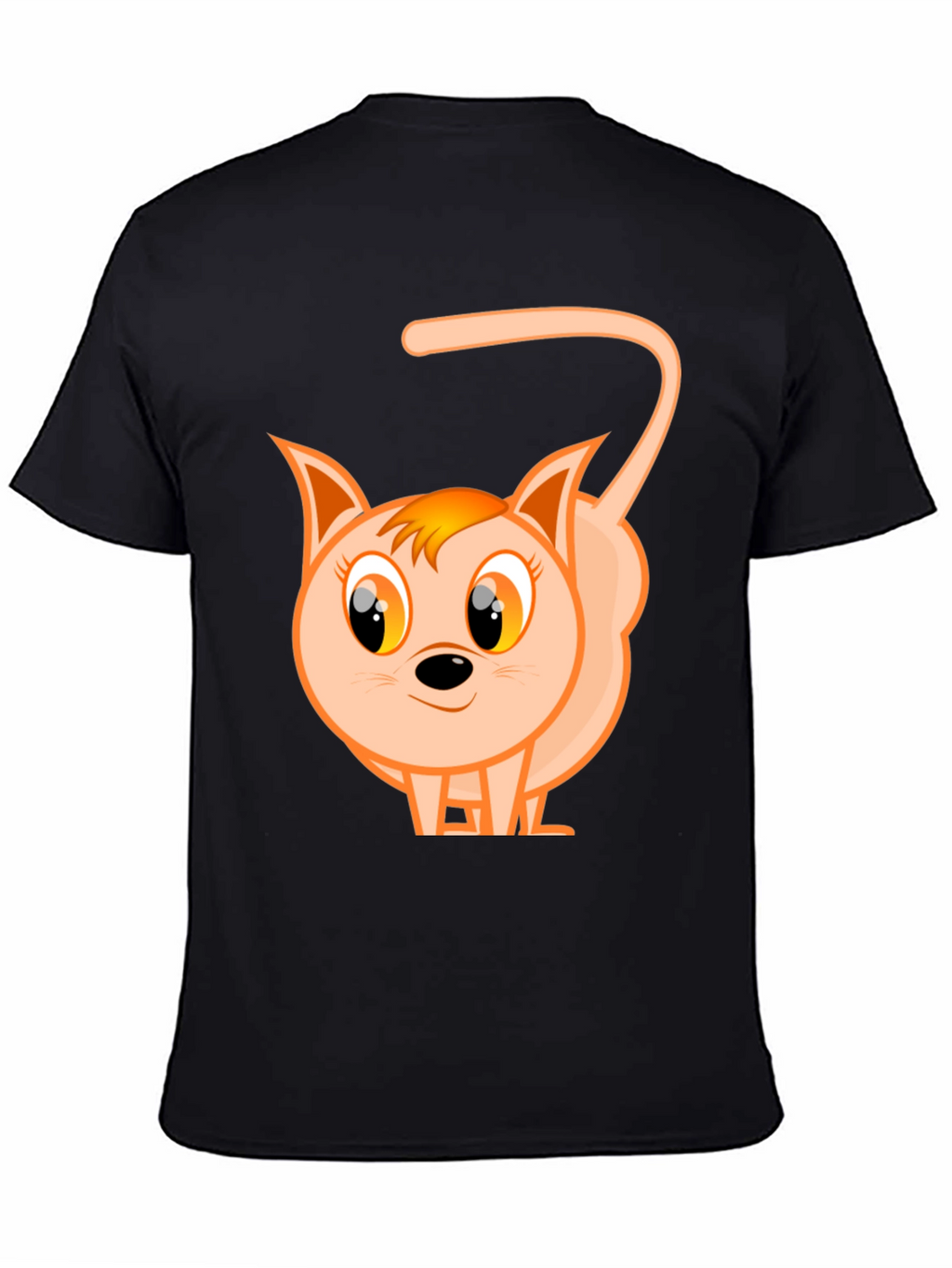 Cute Cartoon Cat Black T-Shirt