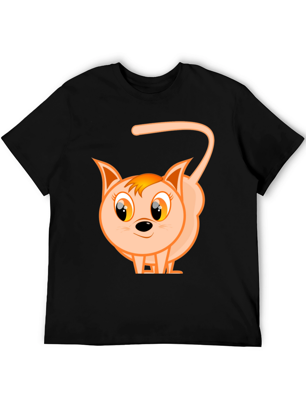 Cute Cartoon Cat Black T-Shirt